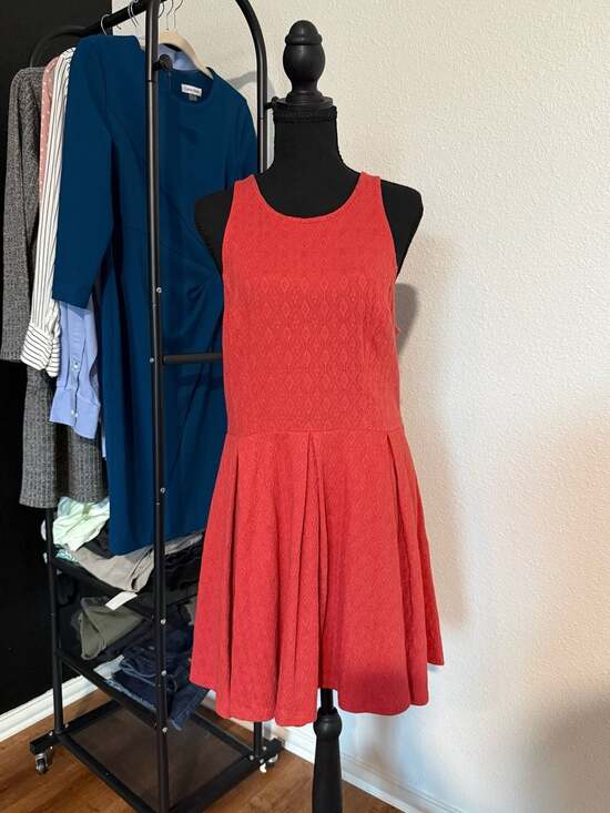 Jessica Simpson Dresses & Skirts - Jessica Simpson Orange Textured Fit and Flare Dress Size L